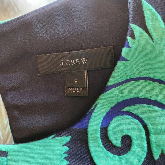 J Crew A-Line Vineyard‎ Jacquard Green/Blue Sheath Dress size 8 - Picture 9 of 11